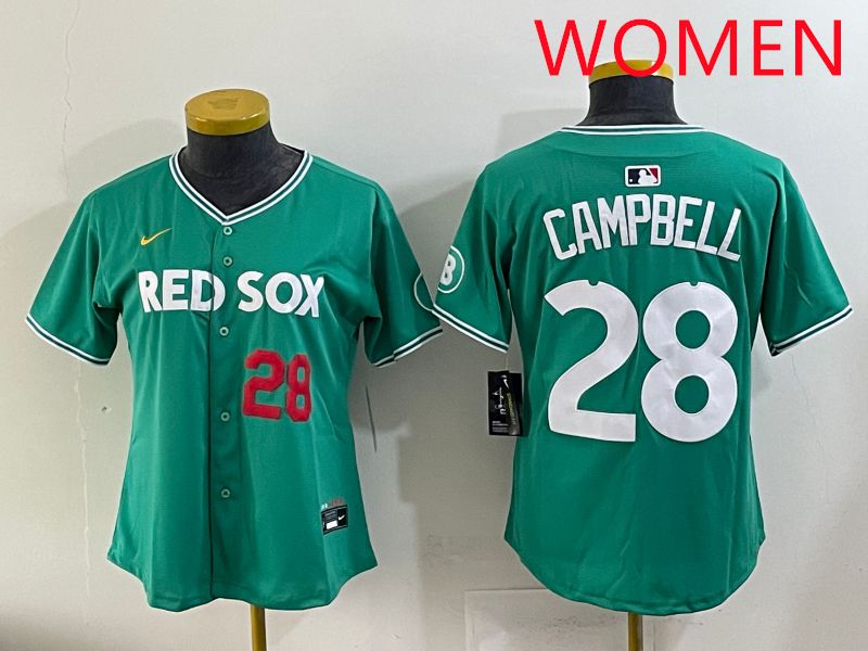 Women 2025 Boston Red Sox #28 Campbell Dark Green Joint Name Nike MLB Jersey style 4->women mlb jersey->Women Jersey